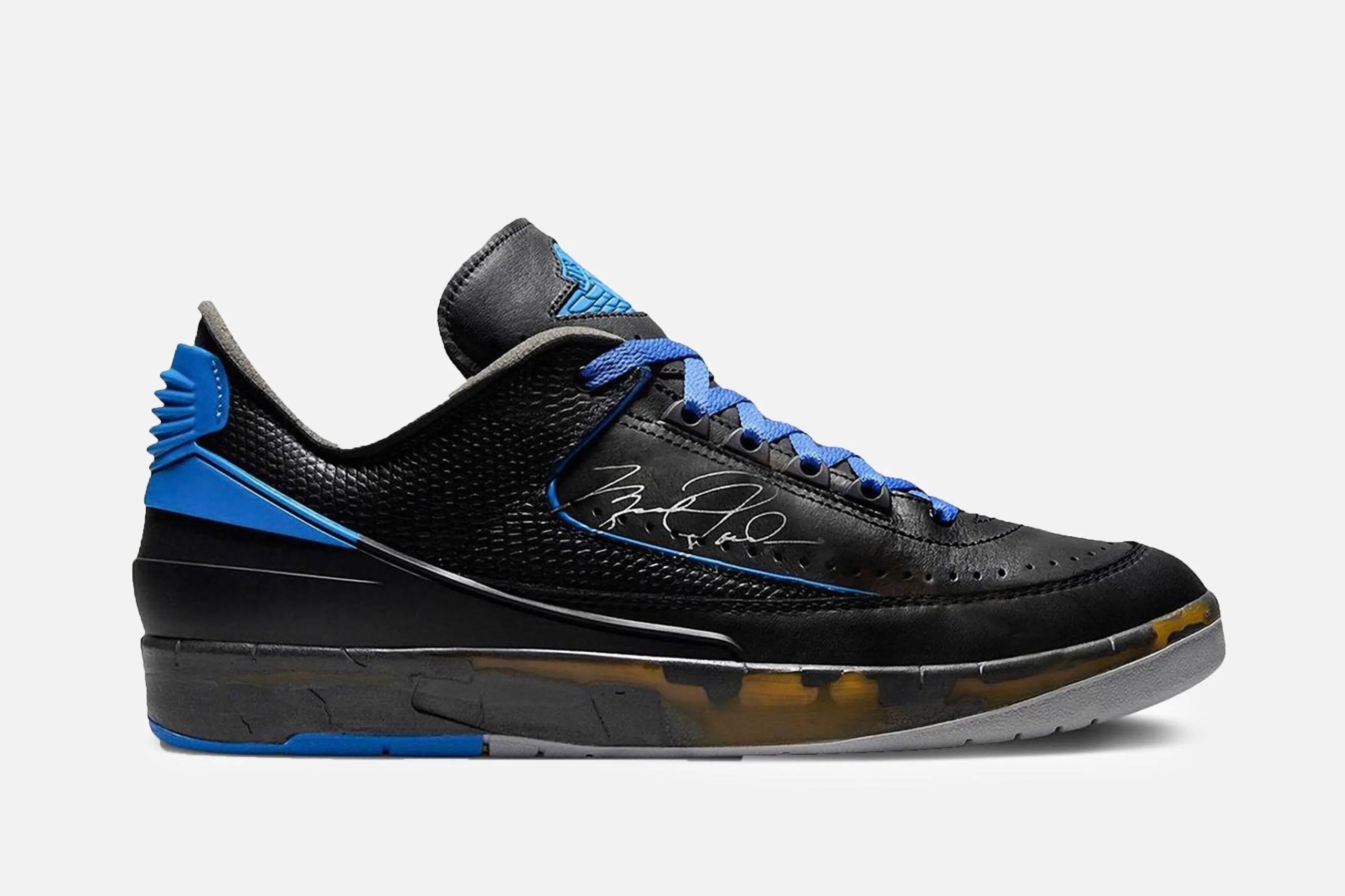 Off White X Air Jordan 2 Retro Low Sp (Black/Varsity Royal-Cement Grey) - Patta