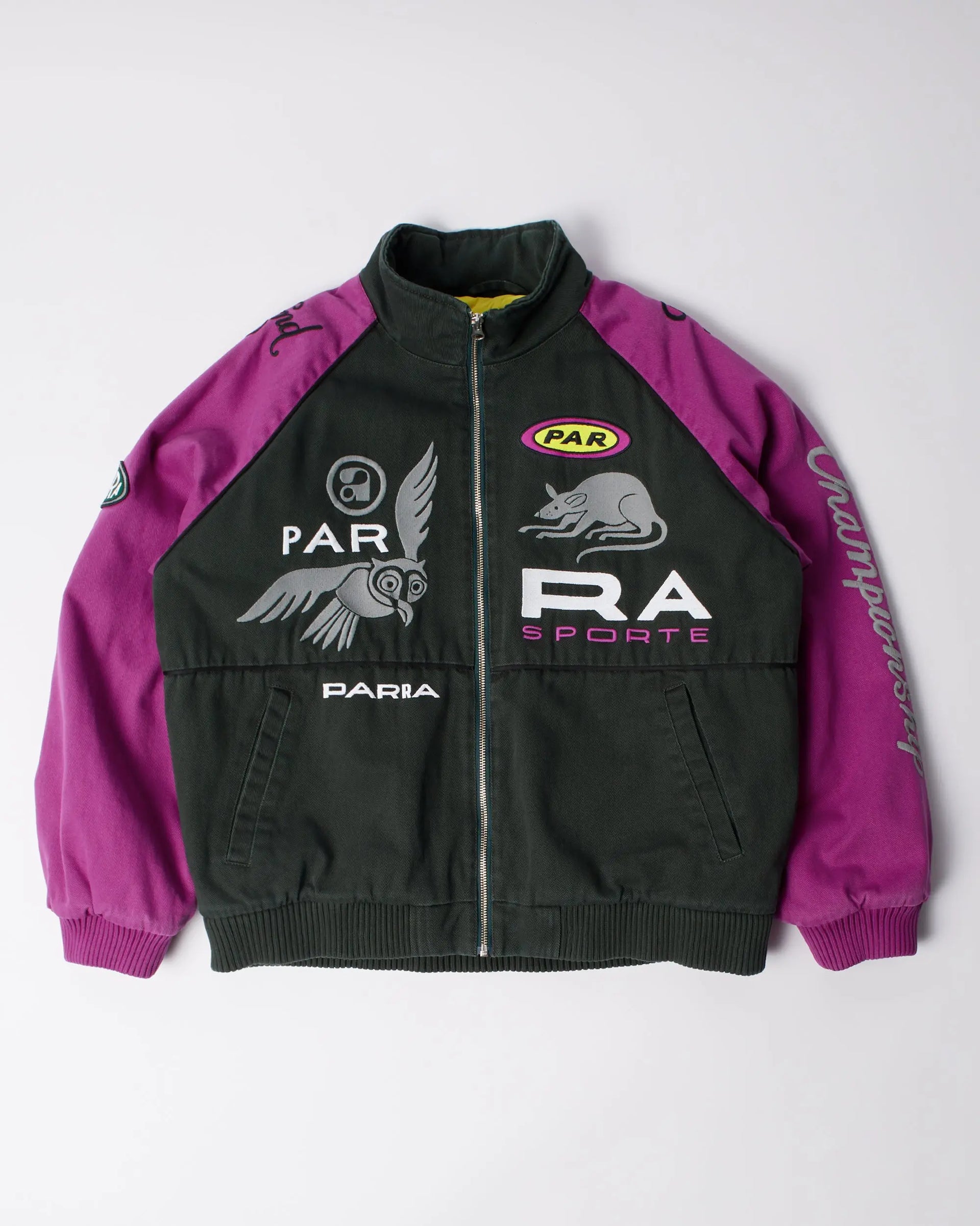 byParra Owl Meets Rat Racing Jacket (Purple Pink) byParra