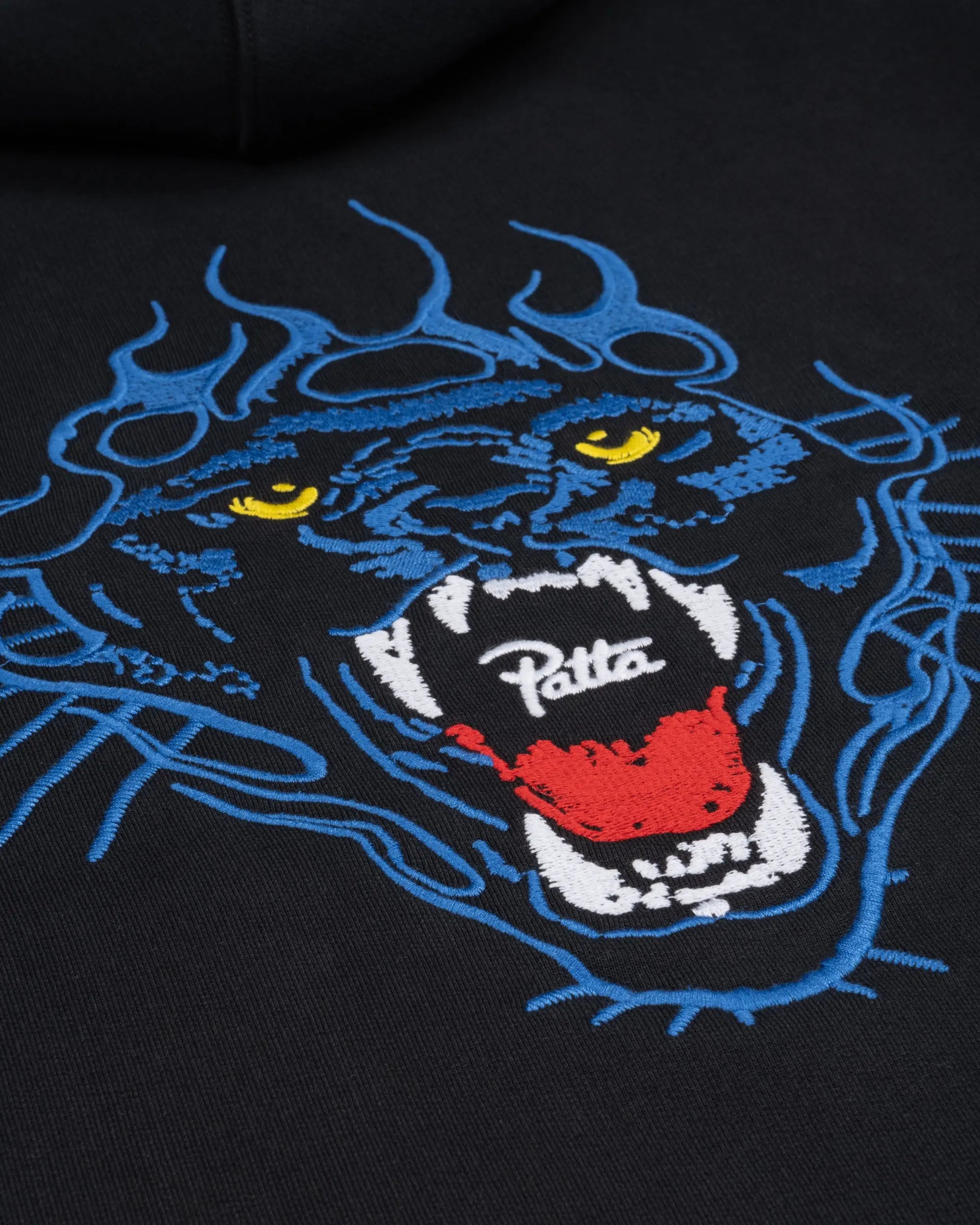 Patta Embroidered Fire Panther Hooded Sweater (Black) Patta