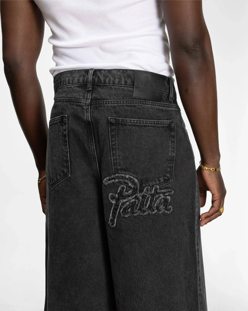 Patta Whiskers Denim Shorts (Black) (Black Denim) Patta